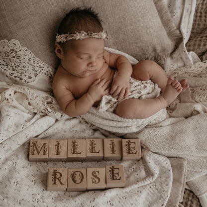 Personalised Wooden Name - Floral Letter Blocks