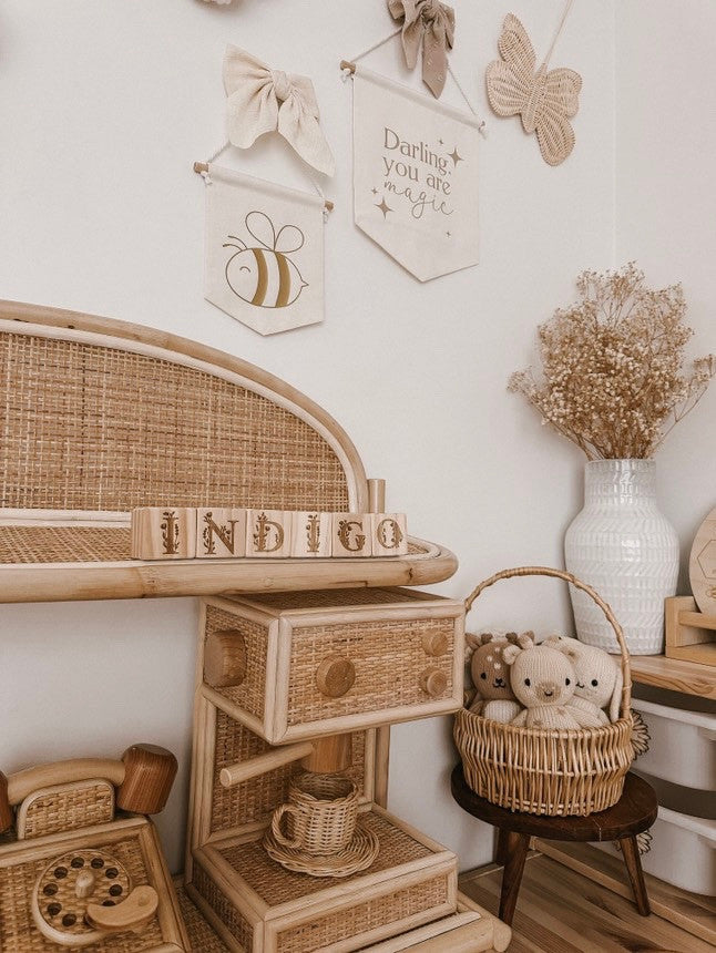 Personalised Wooden Name - Floral Letter Blocks