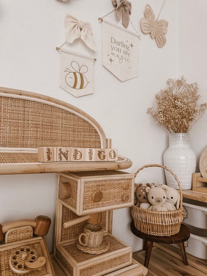 Personalised Wooden Name - Floral Letter Blocks