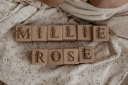 Personalised Wooden Name - Floral Letter Blocks