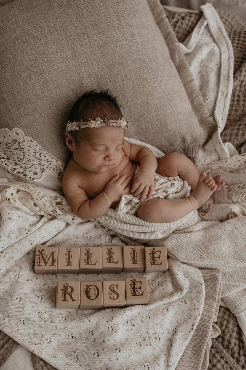 Personalised Wooden Name - Floral Letter Blocks