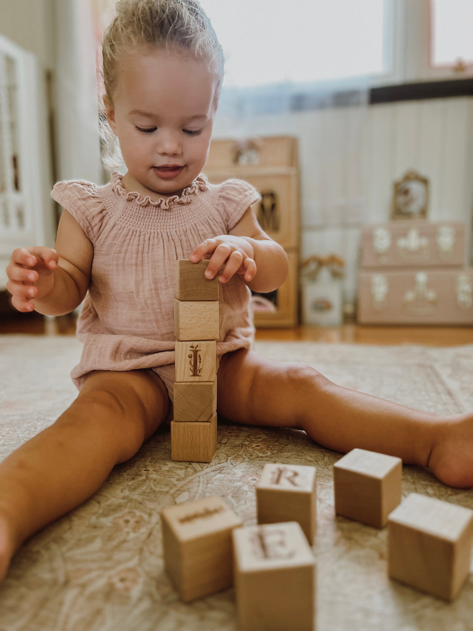 Personalised Wooden Name - Floral Letter Blocks