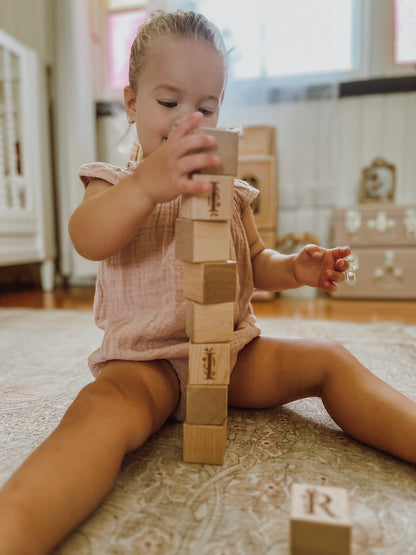 Personalised Wooden Name - Floral Letter Blocks