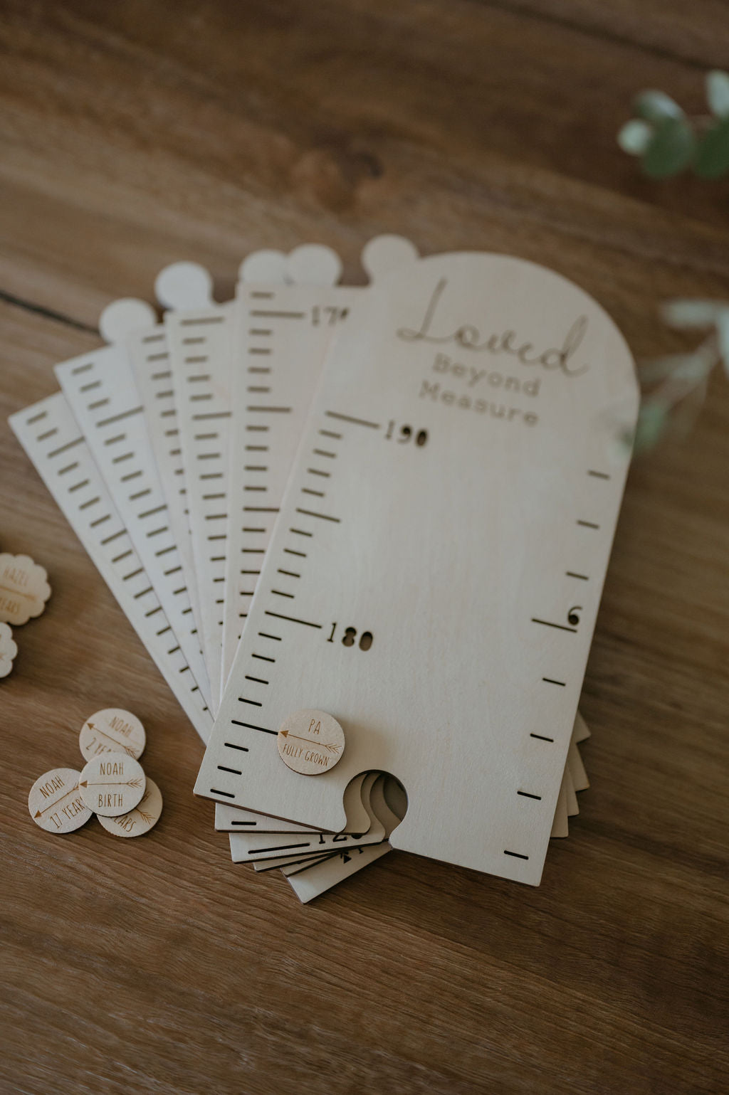 Personalised Timber Height Chart - Round Top