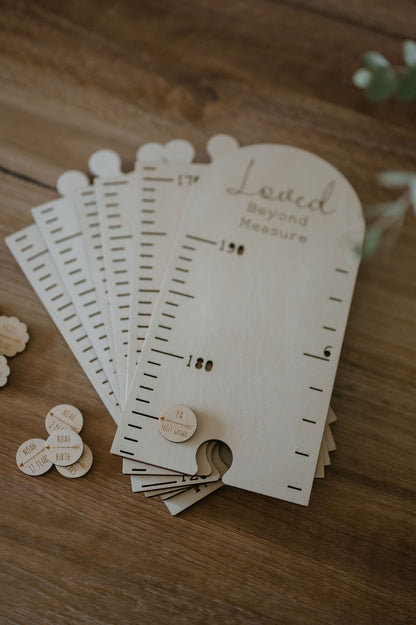 Personalised Timber Height Chart - Round Top