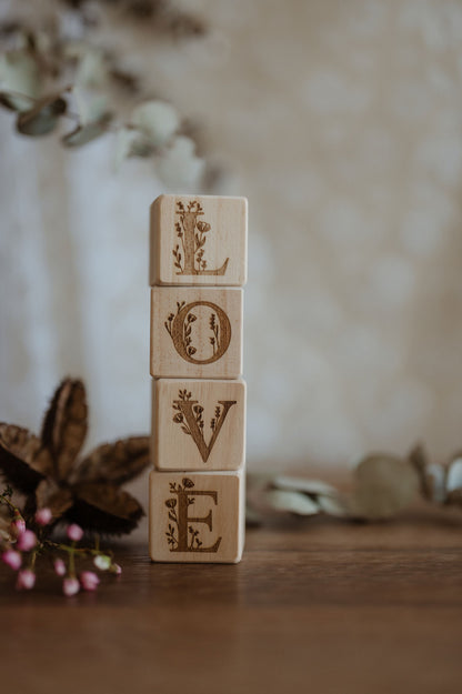 Personalised Wooden Name - Floral Letter Blocks