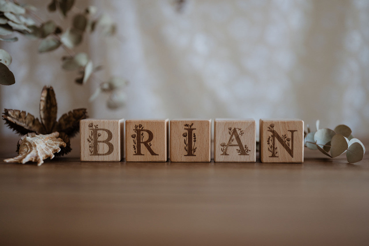 Personalised Wooden Name - Floral Letter Blocks