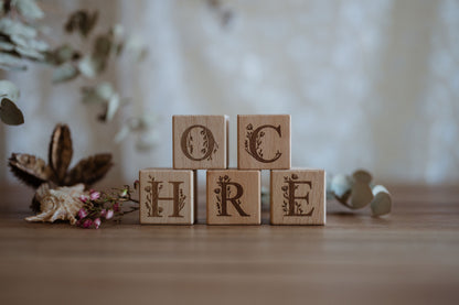 Personalised Wooden Name - Floral Letter Blocks