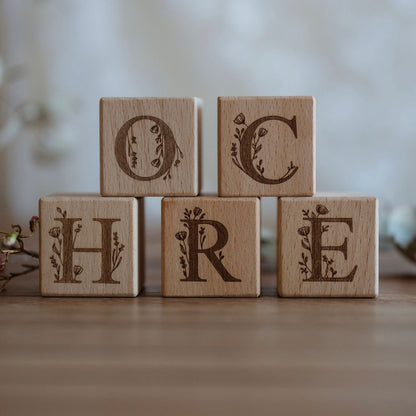 Personalised Wooden Name - Floral Letter Blocks