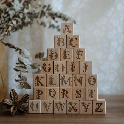 Personalised Wooden Name - Floral Letter Blocks