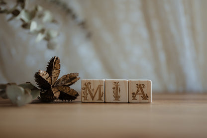 Personalised Wooden Name - Floral Letter Blocks