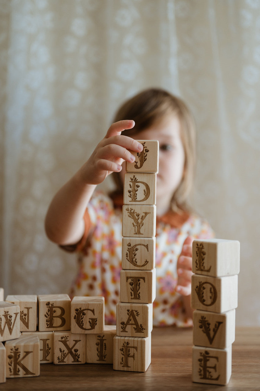 Personalised Wooden Name - Floral Letter Blocks