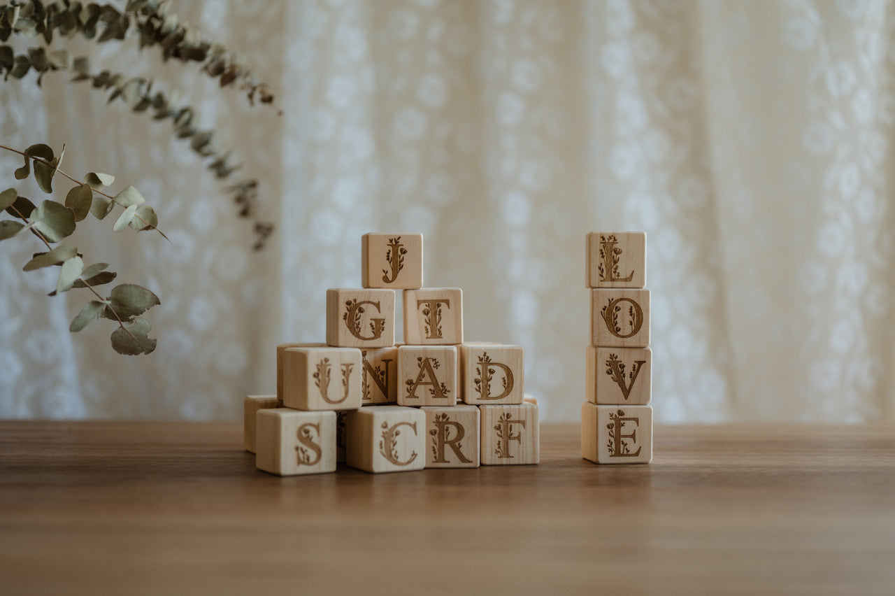Personalised Wooden Name - Floral Letter Blocks
