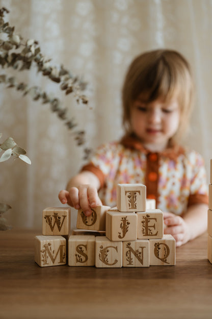 Personalised Wooden Name - Floral Letter Blocks