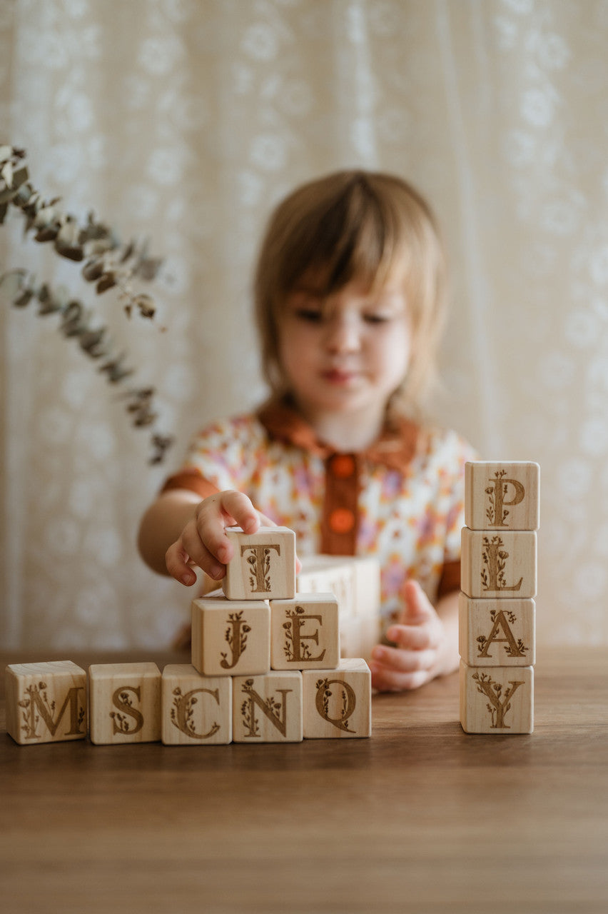 Personalised Wooden Name - Floral Letter Blocks