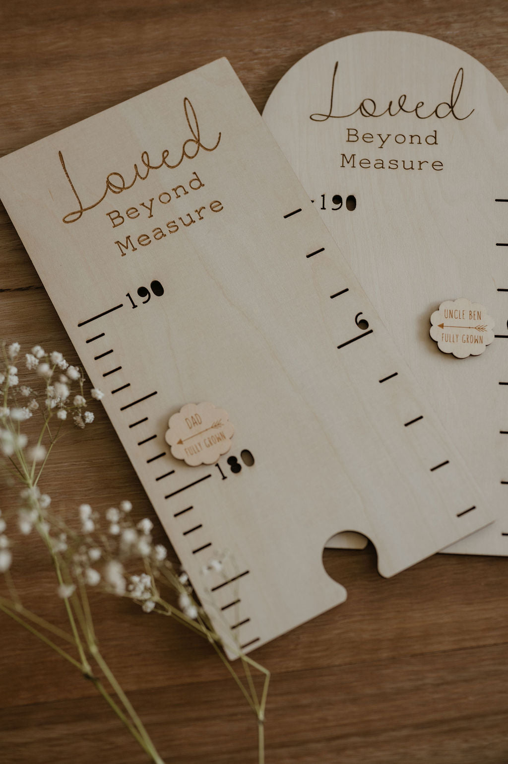 Personalised Timber Height Chart - Round Top