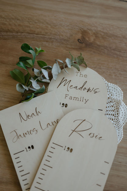 Personalised Timber Height Chart - Round Top