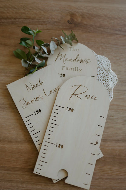 Personalised Timber Height Chart - Round Top