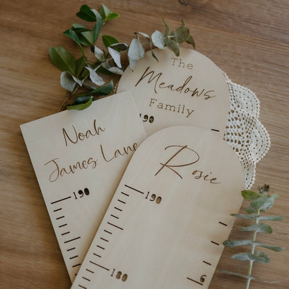 Personalised Timber Height Chart - Round Top