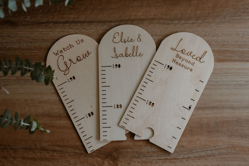 SECONDS - Personalised Timber Height Chart - Round Top