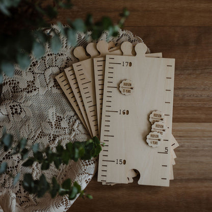 Personalised Timber Height Chart - Round Top