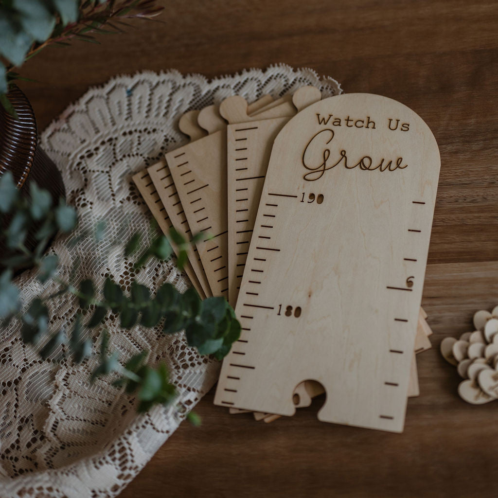 Personalised Timber Height Chart - Round Top