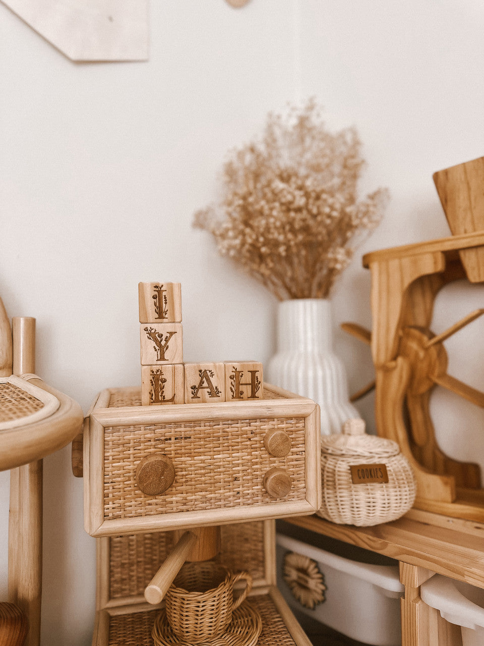 Personalised Wooden Name - Floral Letter Blocks