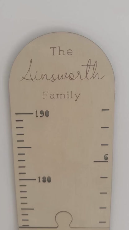 Personalised Timber Height Chart - Round Top
